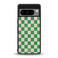 pink & green check pattern back phone cover | glass case for google pixel 8 pro