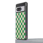 pink & green check pattern back phone cover | glass case for Google Pixel 8