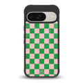 pink & green check pattern back phone cover | glass case for google pixel 9