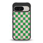 pink & green check pattern back phone cover | glass case for google pixel 9