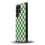 pink & green check pattern back phone cover | glass case for samsung galaxy s23 ultra