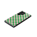 pink & green check pattern back phone cover | glass case for samsung galaxy s23 ultra