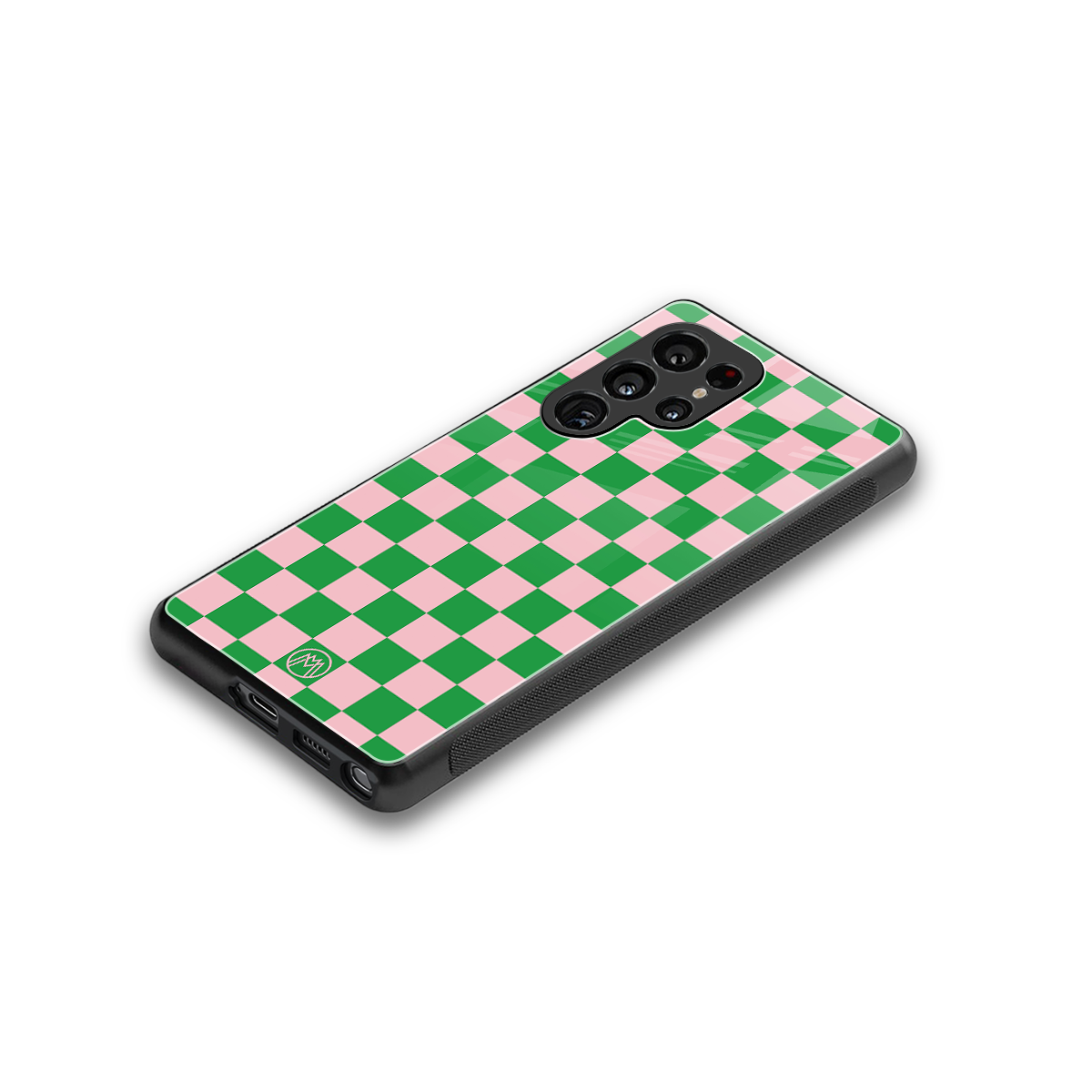 pink & green check pattern back phone cover | glass case for samsung galaxy s25 ultra