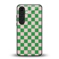 pink & green check pattern back phone cover | glass case for samsung galaxy s24