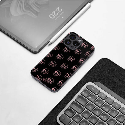 pink skull pattern back phone cover | glass case for iphone 13 pro max