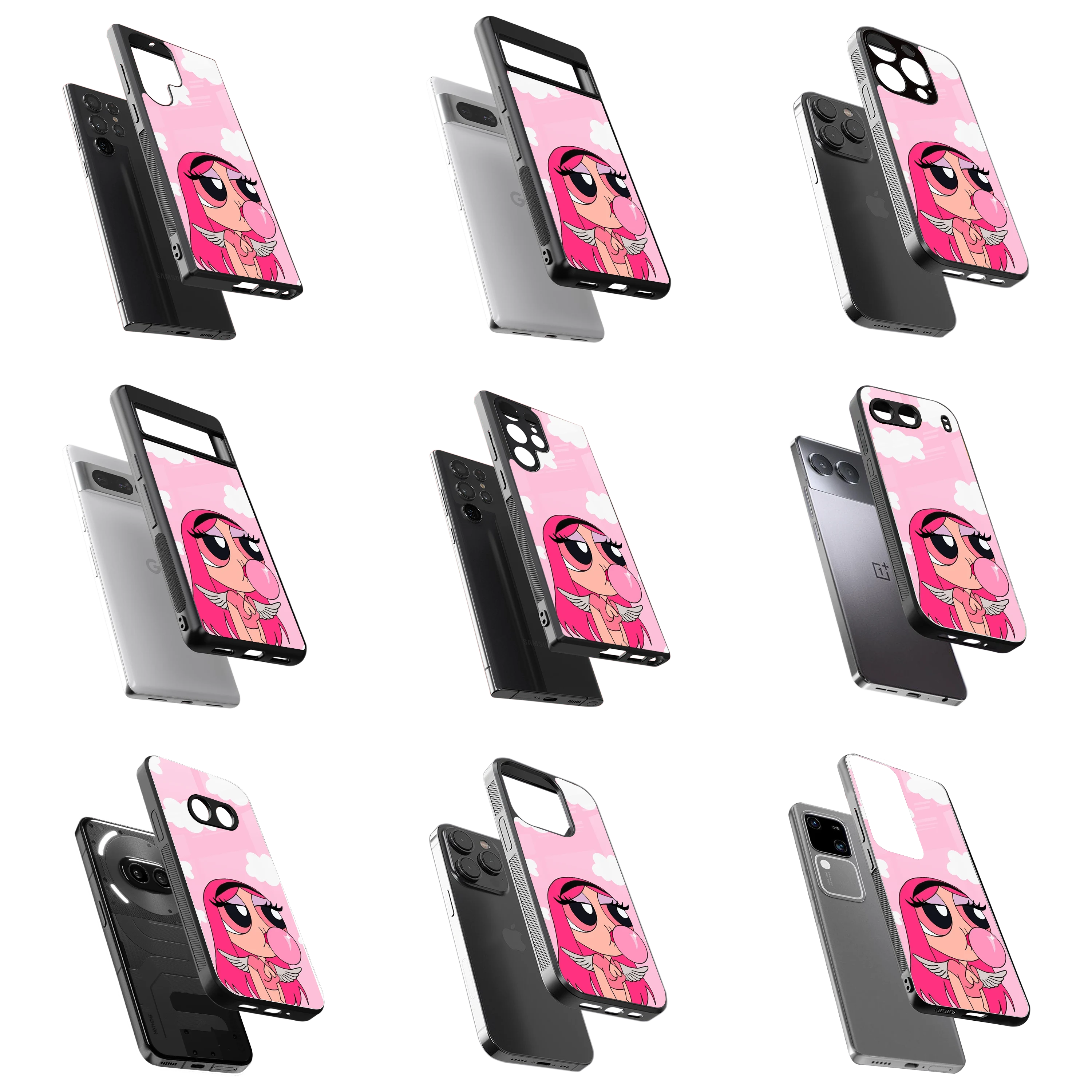 Durable Glass Back Mobile Case for iPhone, Samsung, OnePlus, Google Pixel, Redmi, Vivo, Oppo