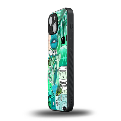 pisces aesthetic collage back phone cover | glass case for iphone 13 mini