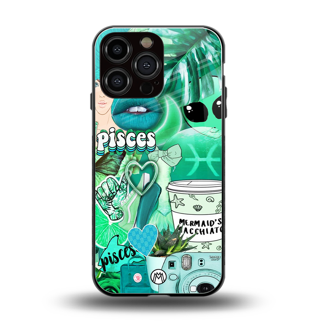 pisces aesthetic collage back phone cover | glass case for iphone 13 pro max