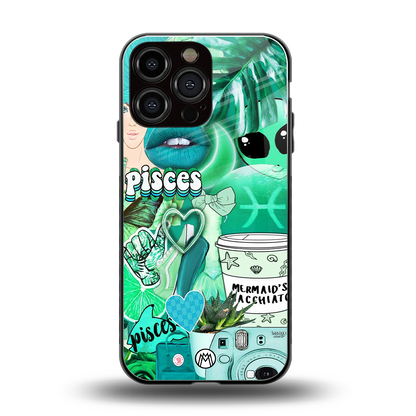 pisces aesthetic collage back phone cover | glass case for iphone 13 pro max