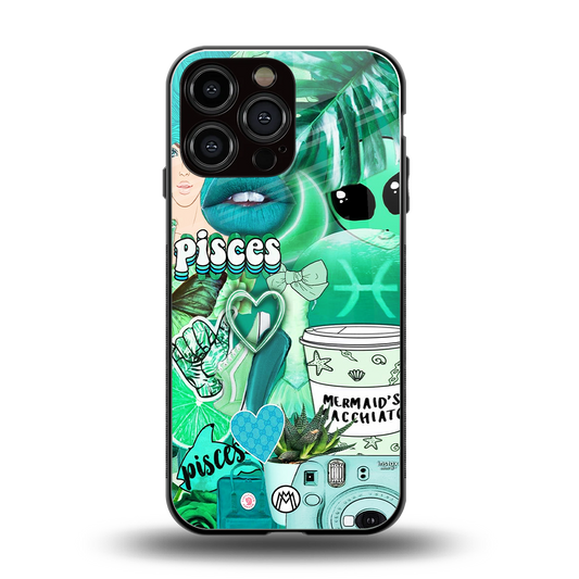 pisces aesthetic collage back phone cover | glass case for iphone 13 pro max