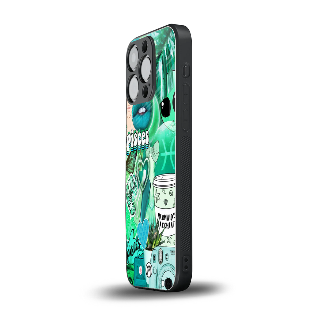 pisces aesthetic collage back phone cover | glass case for iphone 13 pro