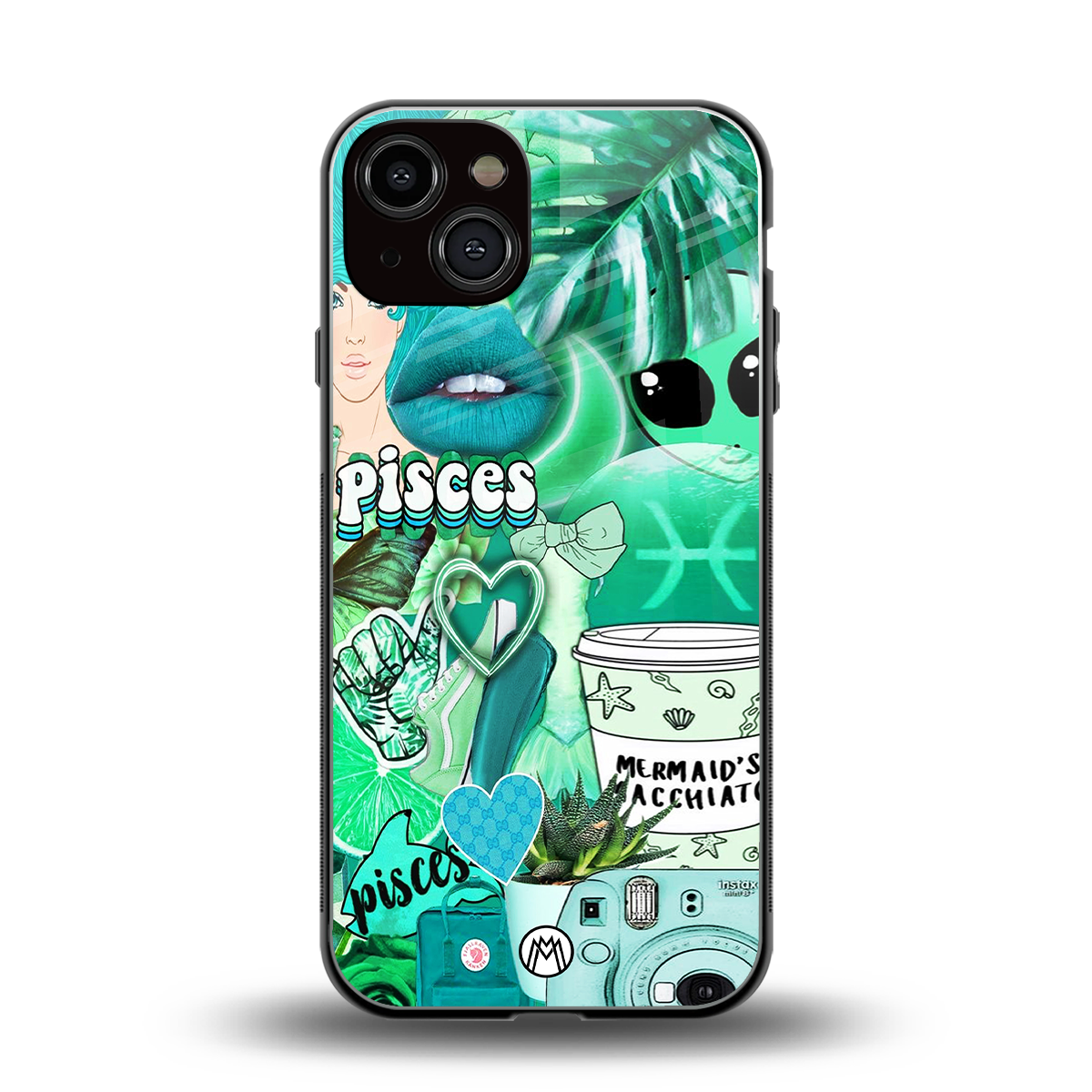 pisces aesthetic collage back phone cover | glass case for iphone 13