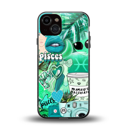 pisces aesthetic collage back phone cover | glass case for iphone 13