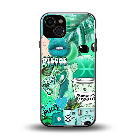 pisces aesthetic collage back phone cover | glass case for iphone 13