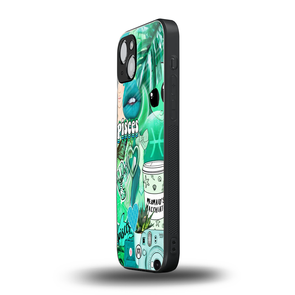 pisces aesthetic collage back phone cover | glass case for iphone 14 plus