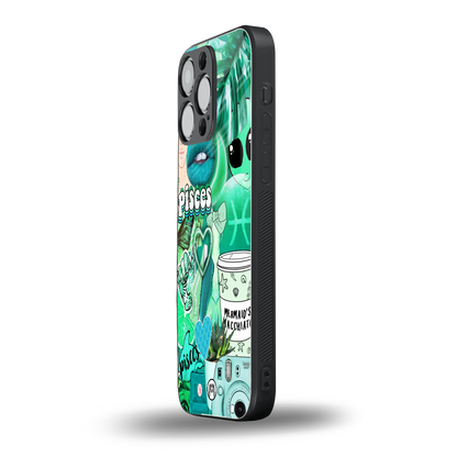 pisces aesthetic collage back phone cover | glass case for iphone 14 pro max