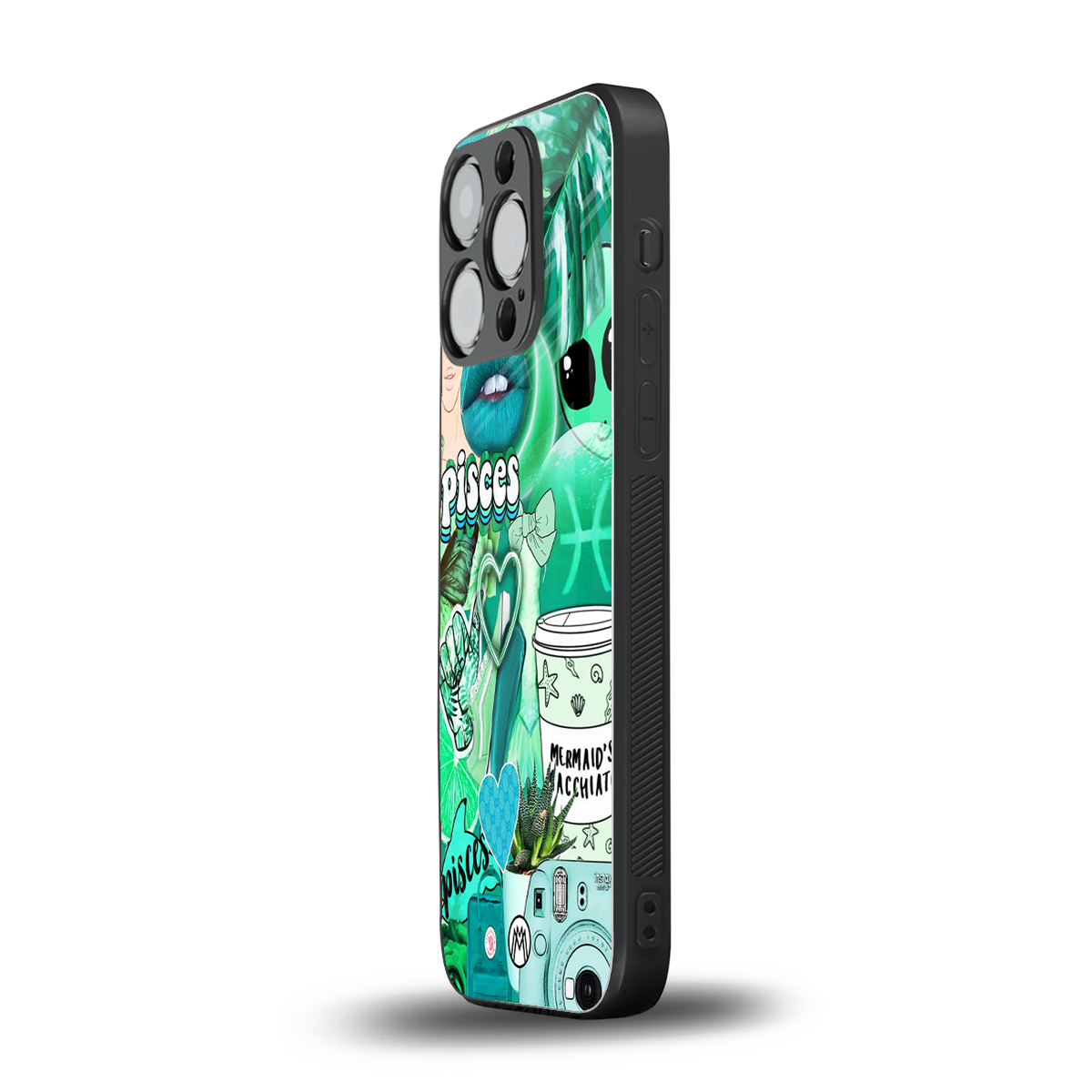 pisces aesthetic collage back phone cover | glass case for iphone 15 pro