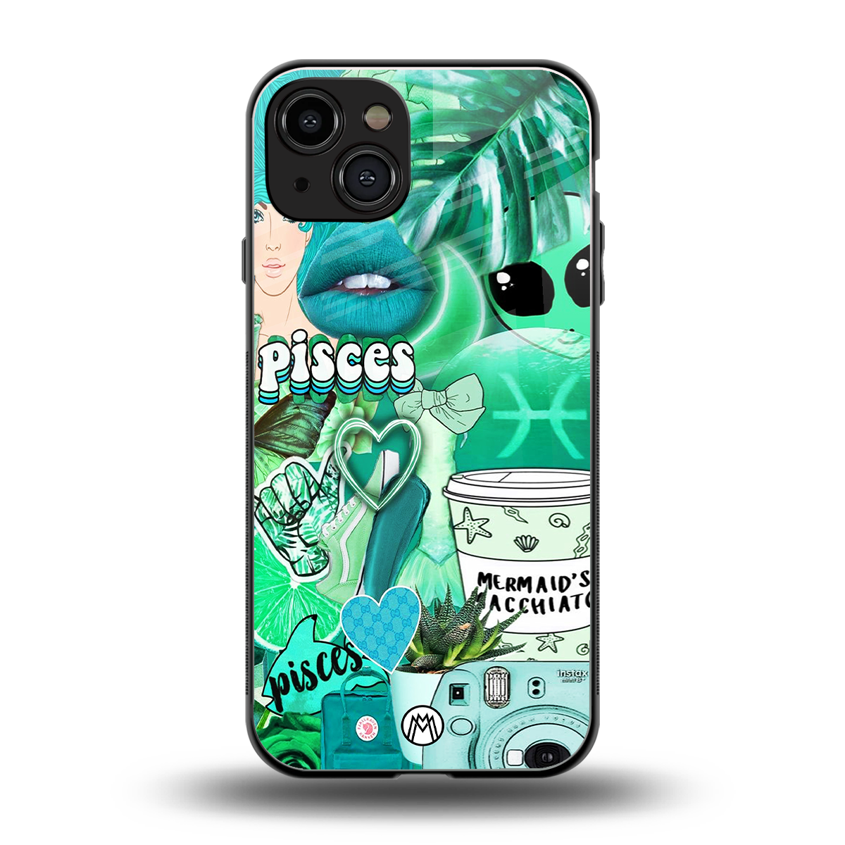 pisces aesthetic collage back phone cover | glass case for iphone 15