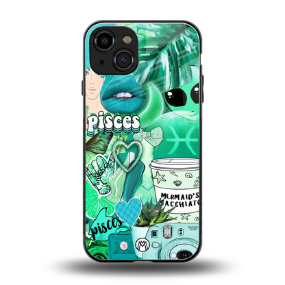 pisces aesthetic collage back phone cover | glass case for iphone 14