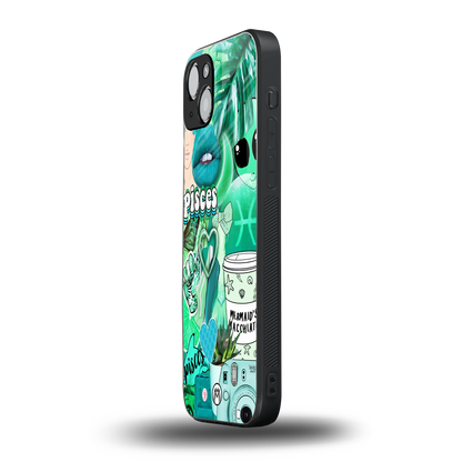 pisces aesthetic collage back phone cover | glass case for iphone 14