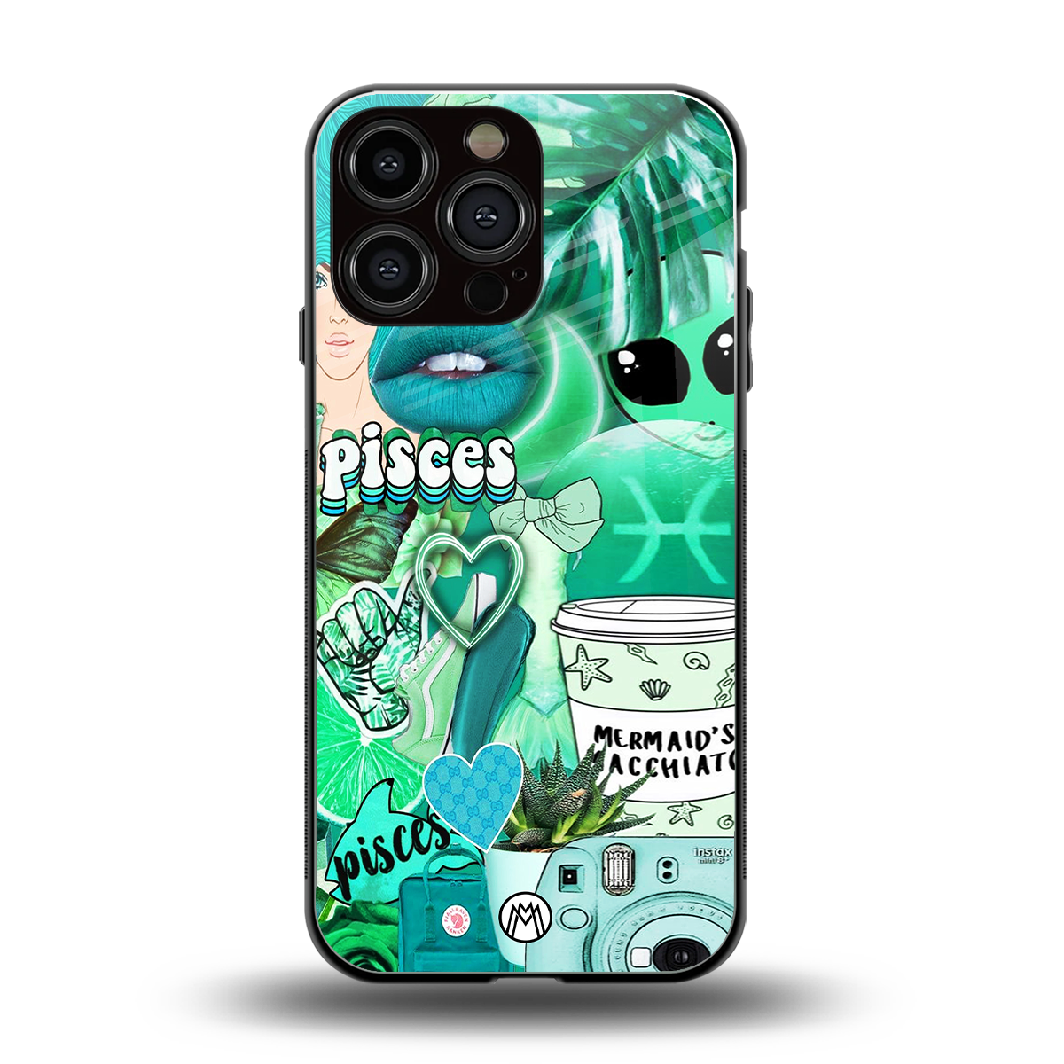 pisces aesthetic collage back phone cover | glass case for iphone 16 pro max