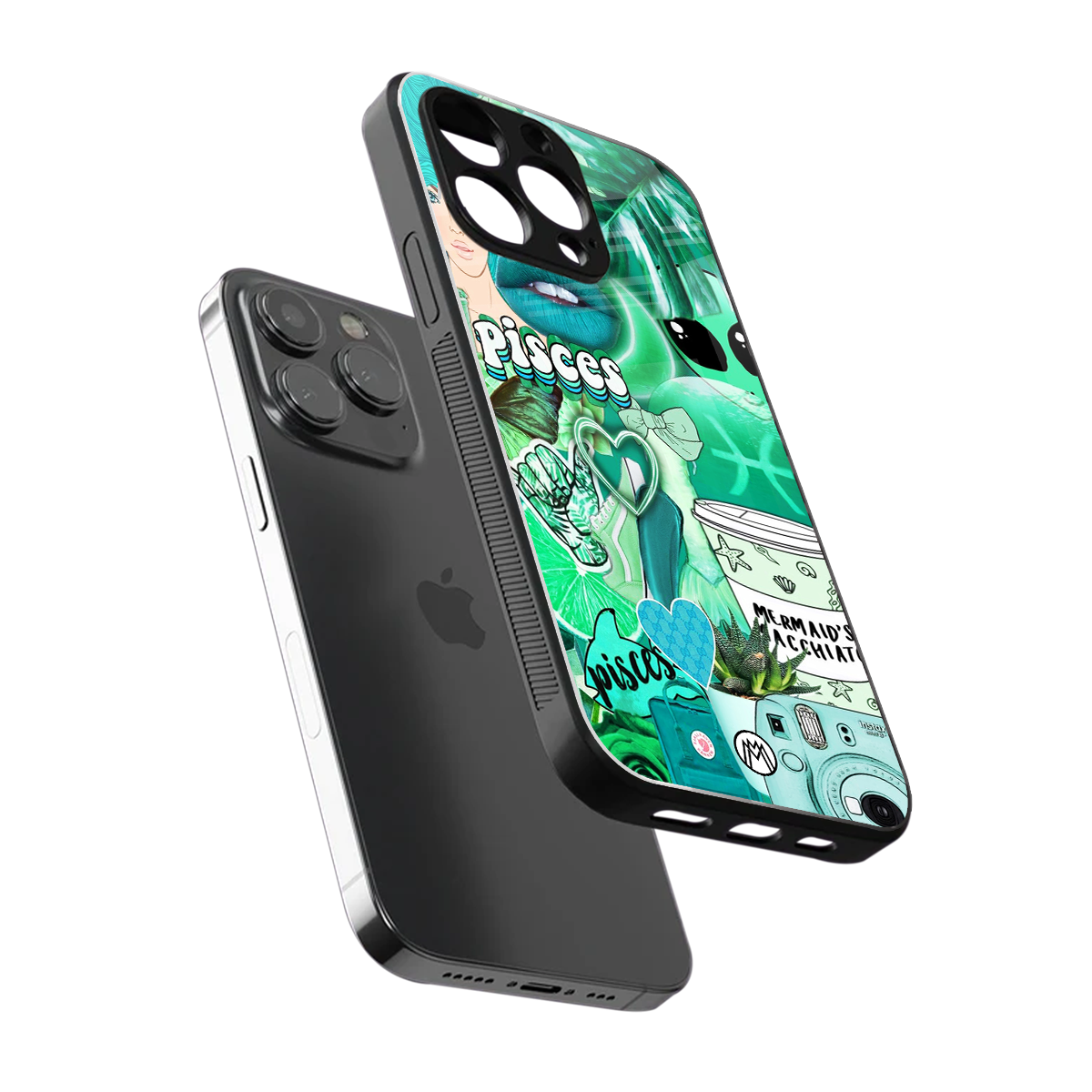 pisces aesthetic collage back phone cover | glass case for iphone 16 pro max