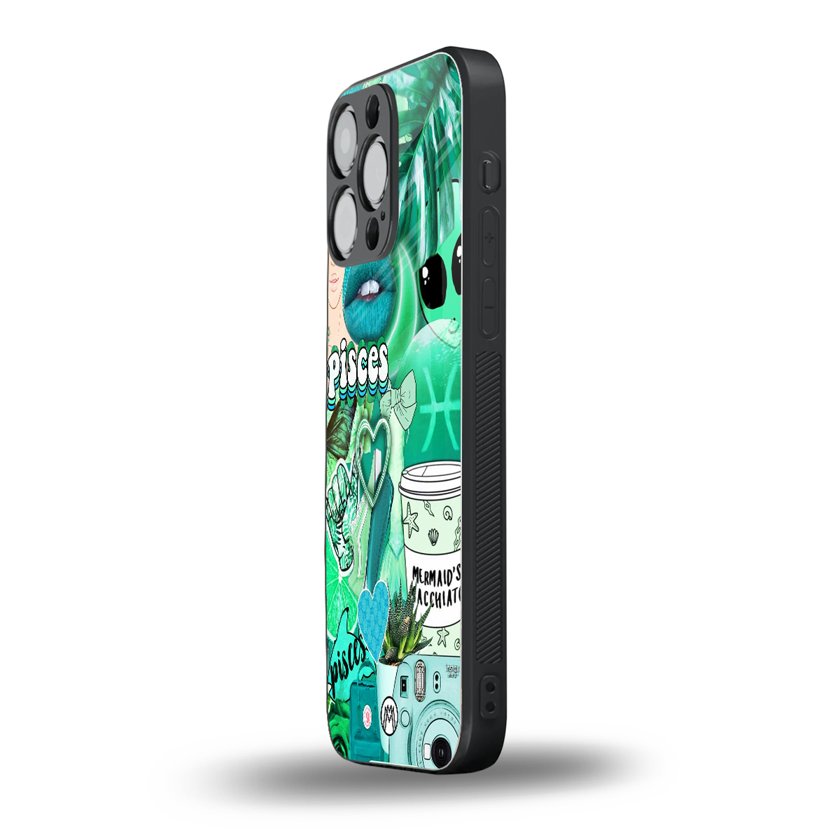 pisces aesthetic collage back phone cover | glass case for iphone 16 pro max