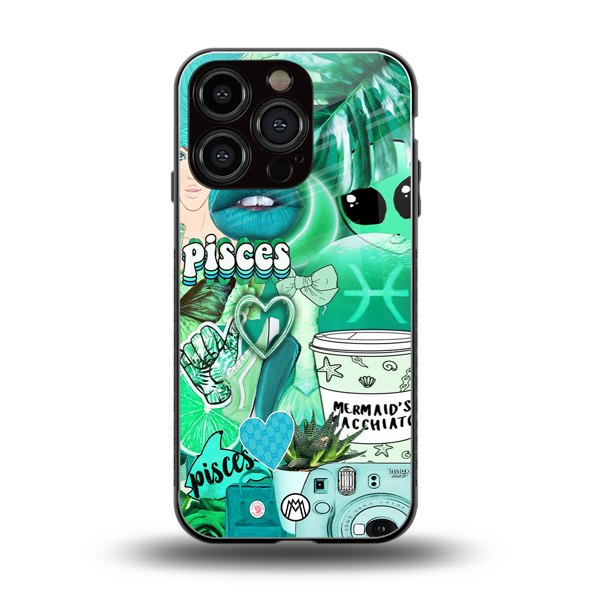 pisces aesthetic collage back phone cover | glass case for iphone 16 pro