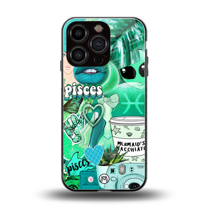 pisces aesthetic collage back phone cover | glass case for iphone 16 pro