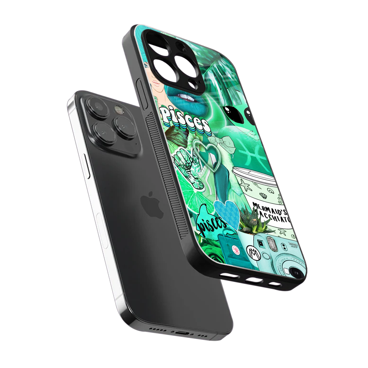 pisces aesthetic collage back phone cover | glass case for iphone 16 pro