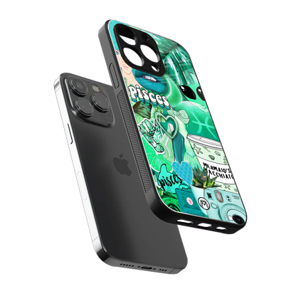 pisces aesthetic collage back phone cover | glass case for iphone 16 pro