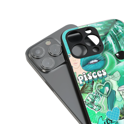 pisces aesthetic collage back phone cover | glass case for iphone 16 pro