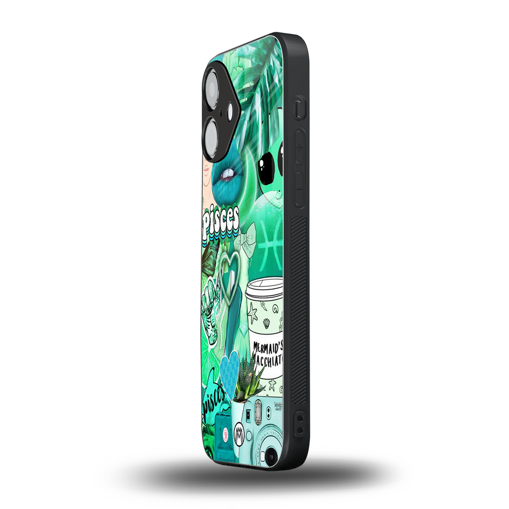 pisces aesthetic collage back phone cover | glass case for iphone 16