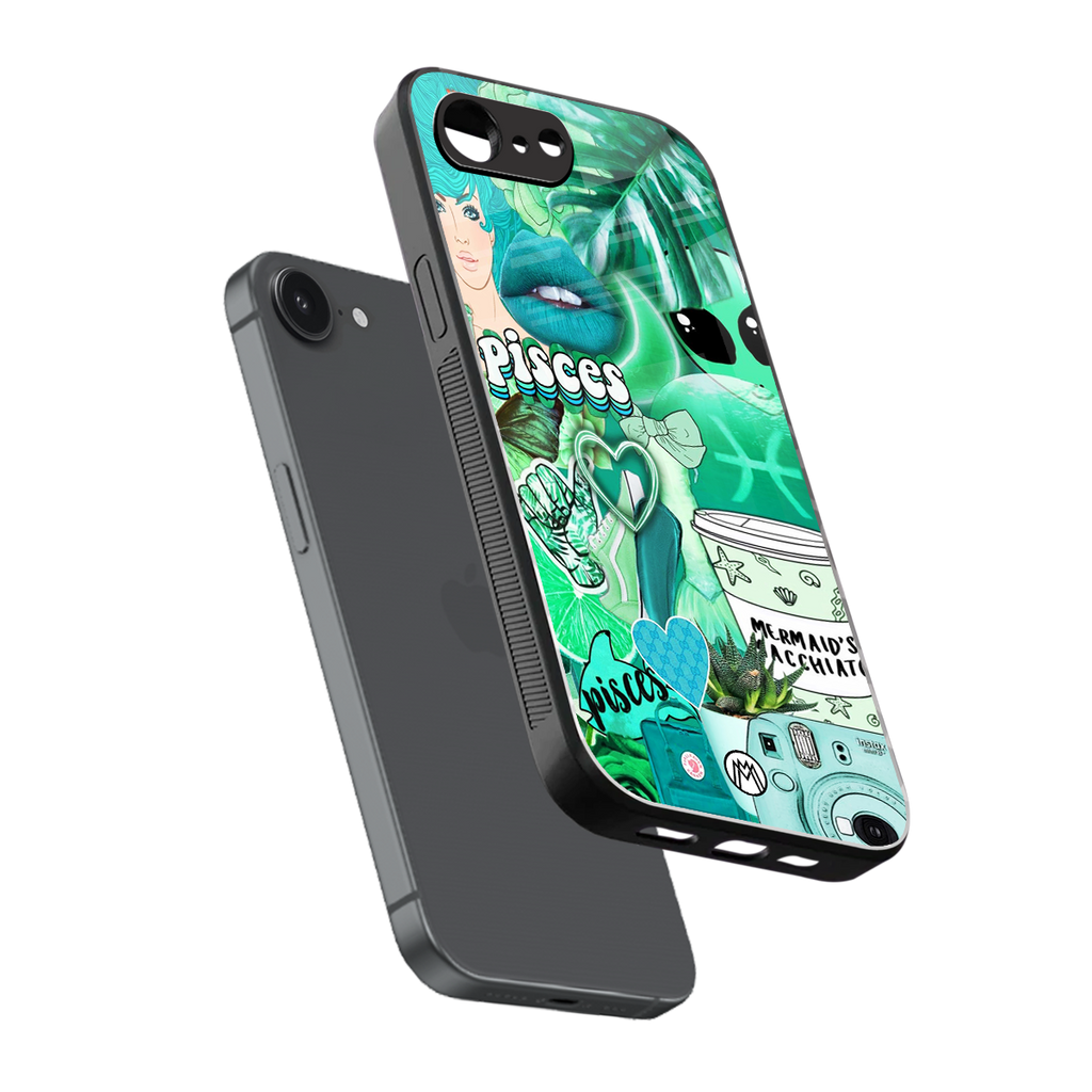 pisces aesthetic collage back phone cover | glass case for iphone 16e