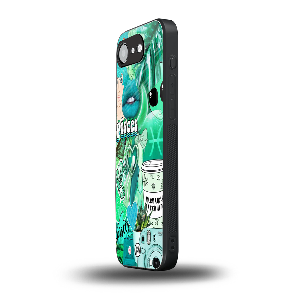 pisces aesthetic collage back phone cover | glass case for iphone 16e