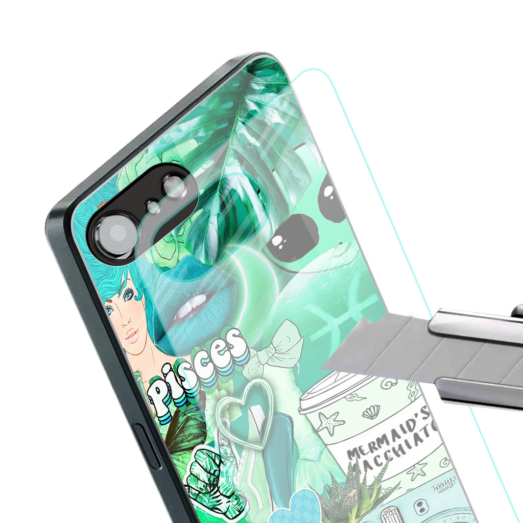 pisces aesthetic collage back phone cover | glass case for iphone 16e