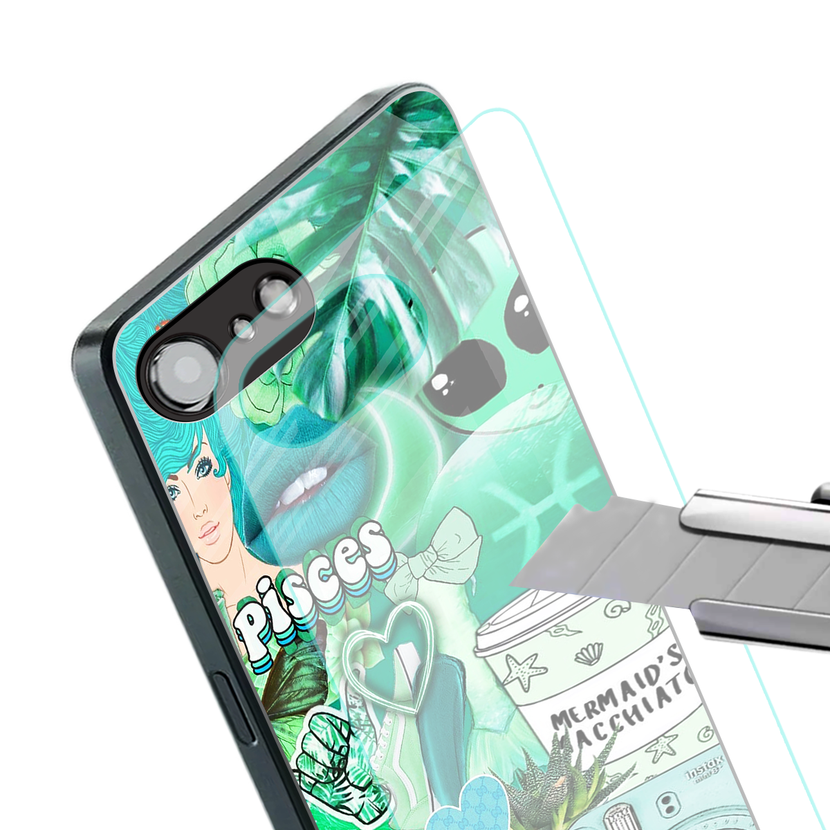 pisces aesthetic collage back phone cover | glass case for iphone 16e