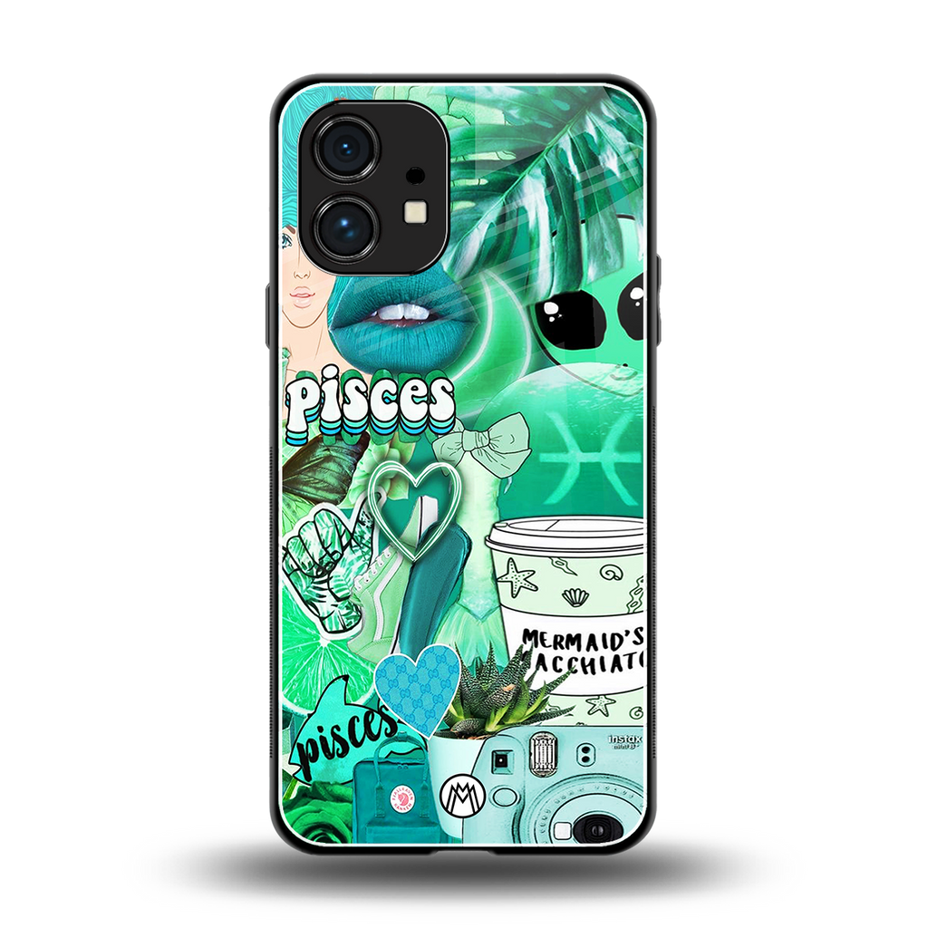pisces aesthetic collage back phone cover | glass case for nothing phone 1