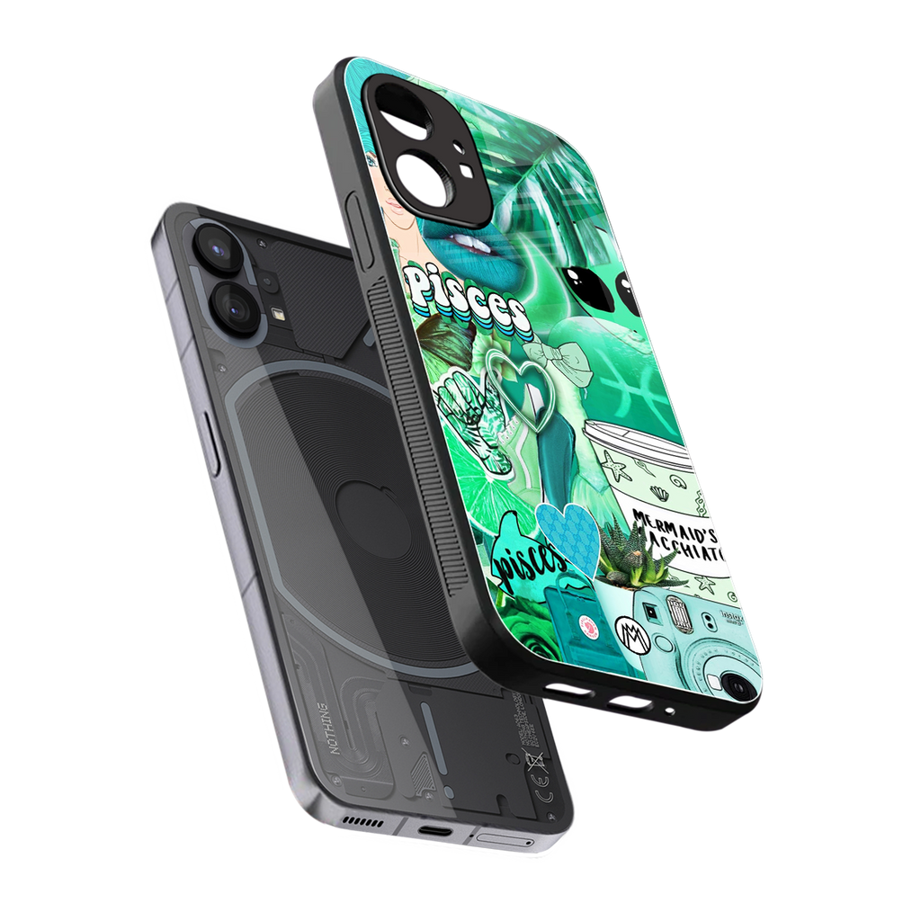 pisces aesthetic collage back phone cover | glass case for nothing phone 1