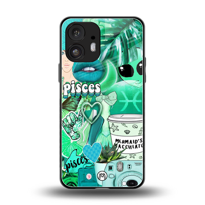 pisces aesthetic collage back phone cover | glass case for nothing phone 2