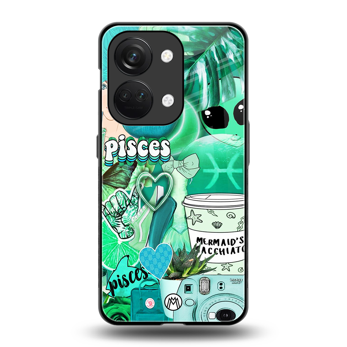 pisces aesthetic collage back phone cover | glass case for oneplus nord 3