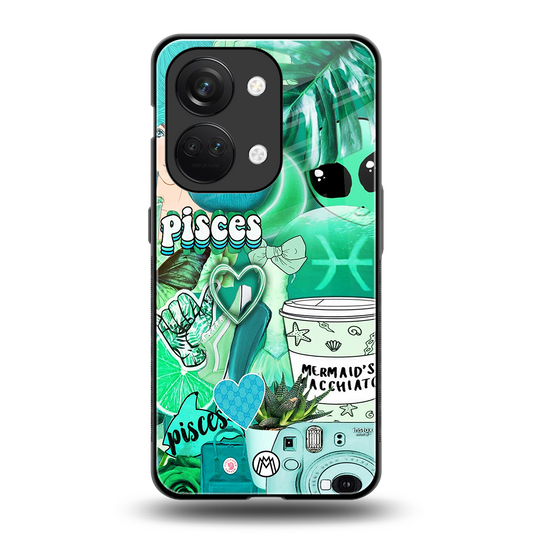 pisces aesthetic collage back phone cover | glass case for oneplus nord 3