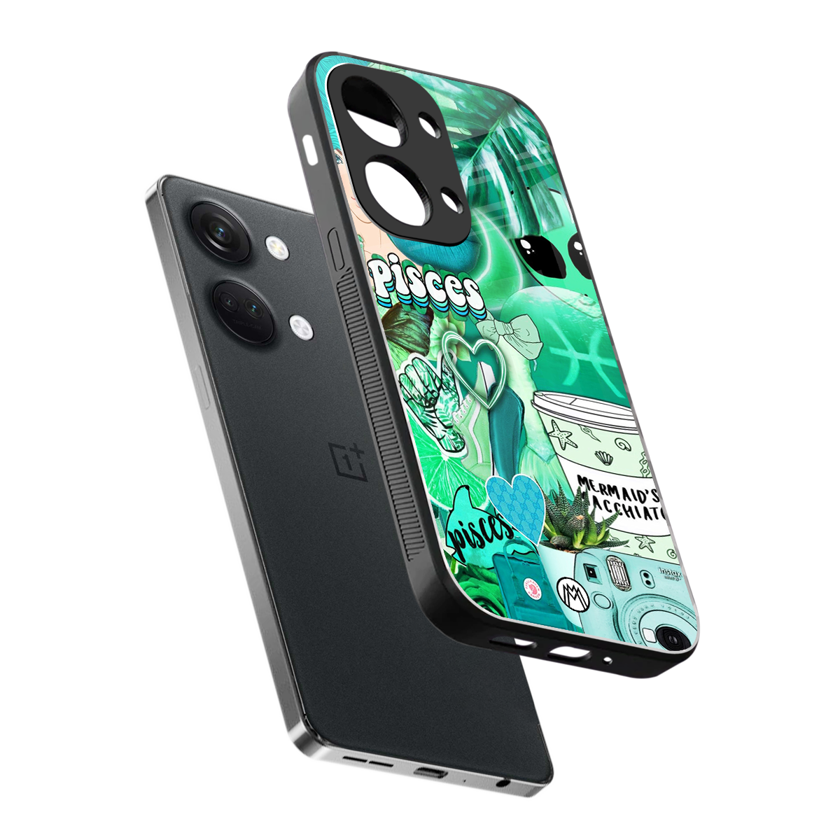 pisces aesthetic collage back phone cover | glass case for oneplus nord 3