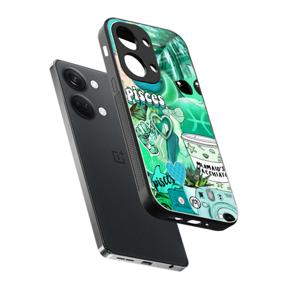 pisces aesthetic collage back phone cover | glass case for oneplus nord 3
