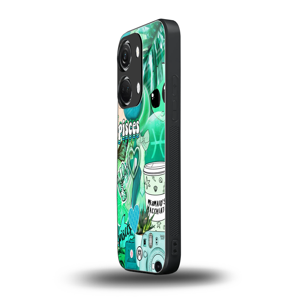 pisces aesthetic collage back phone cover | glass case for oneplus nord 3