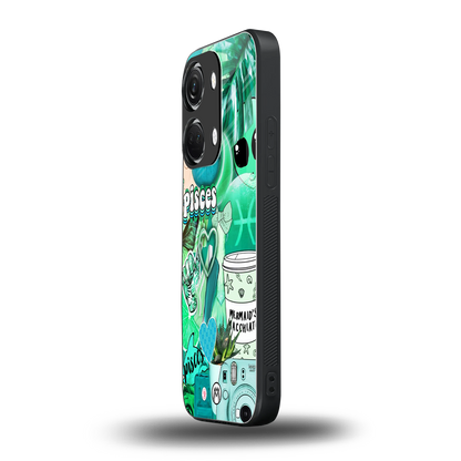 pisces aesthetic collage back phone cover | glass case for oneplus nord 3