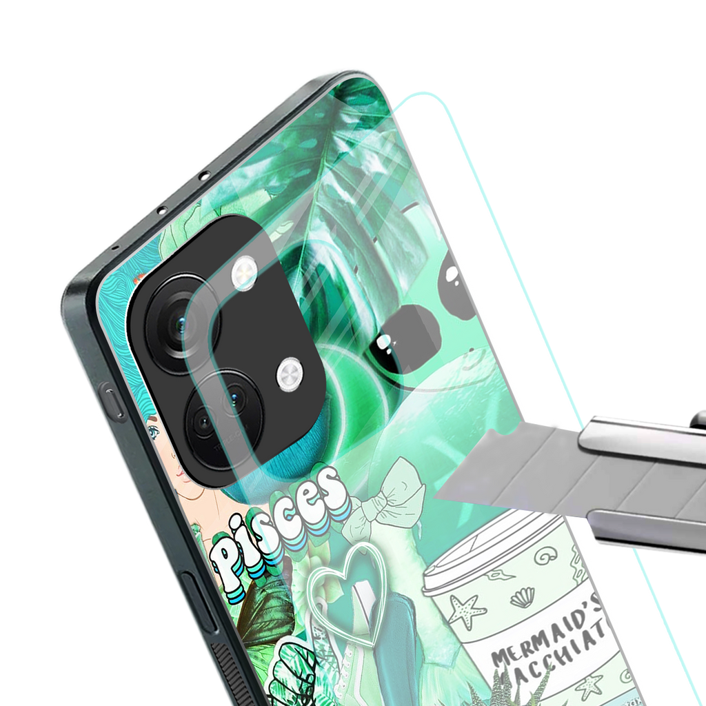 pisces aesthetic collage back phone cover | glass case for oneplus nord 3