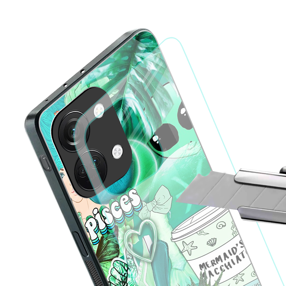 pisces aesthetic collage back phone cover | glass case for oneplus nord 3