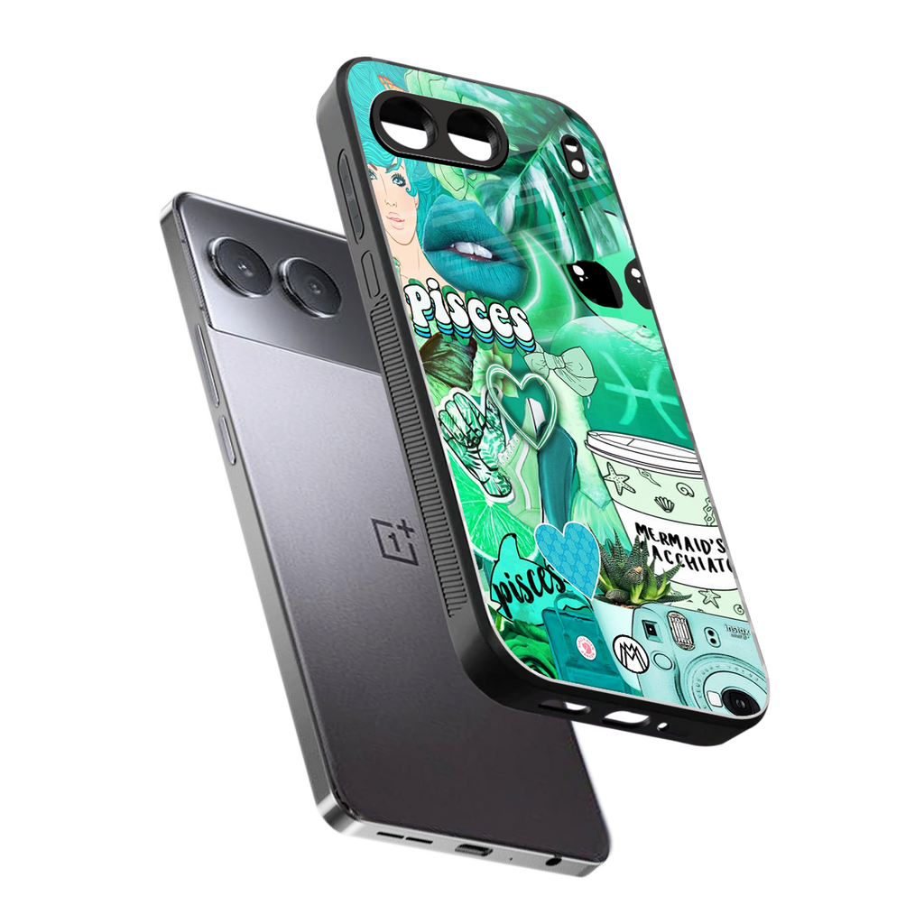 pisces aesthetic collage back phone cover | glass case for oneplus nord 4