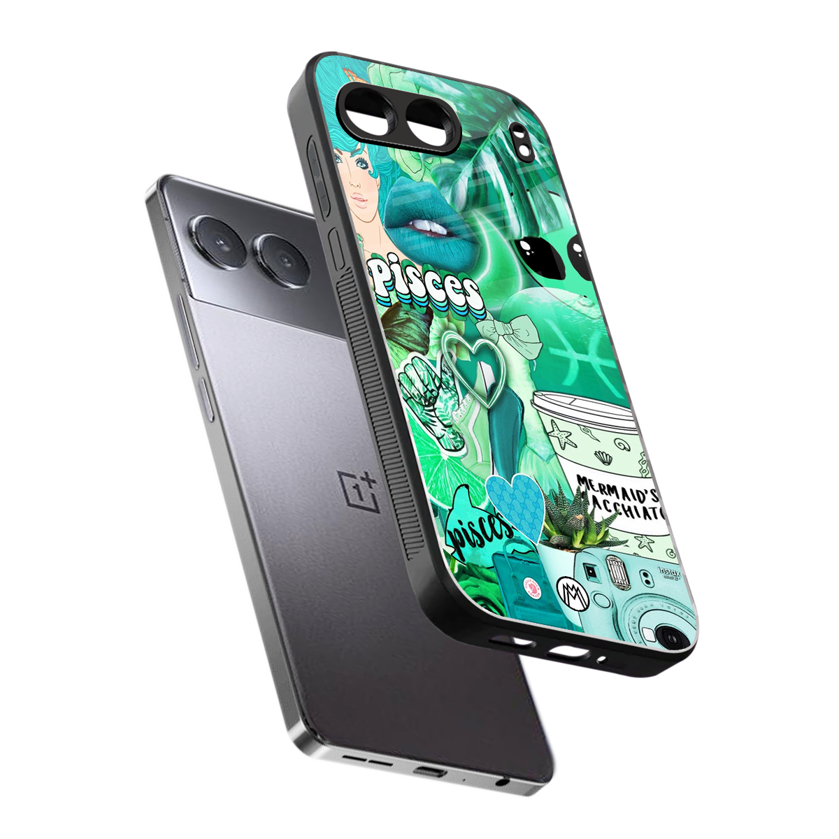 pisces aesthetic collage back phone cover | glass case for oneplus nord 4